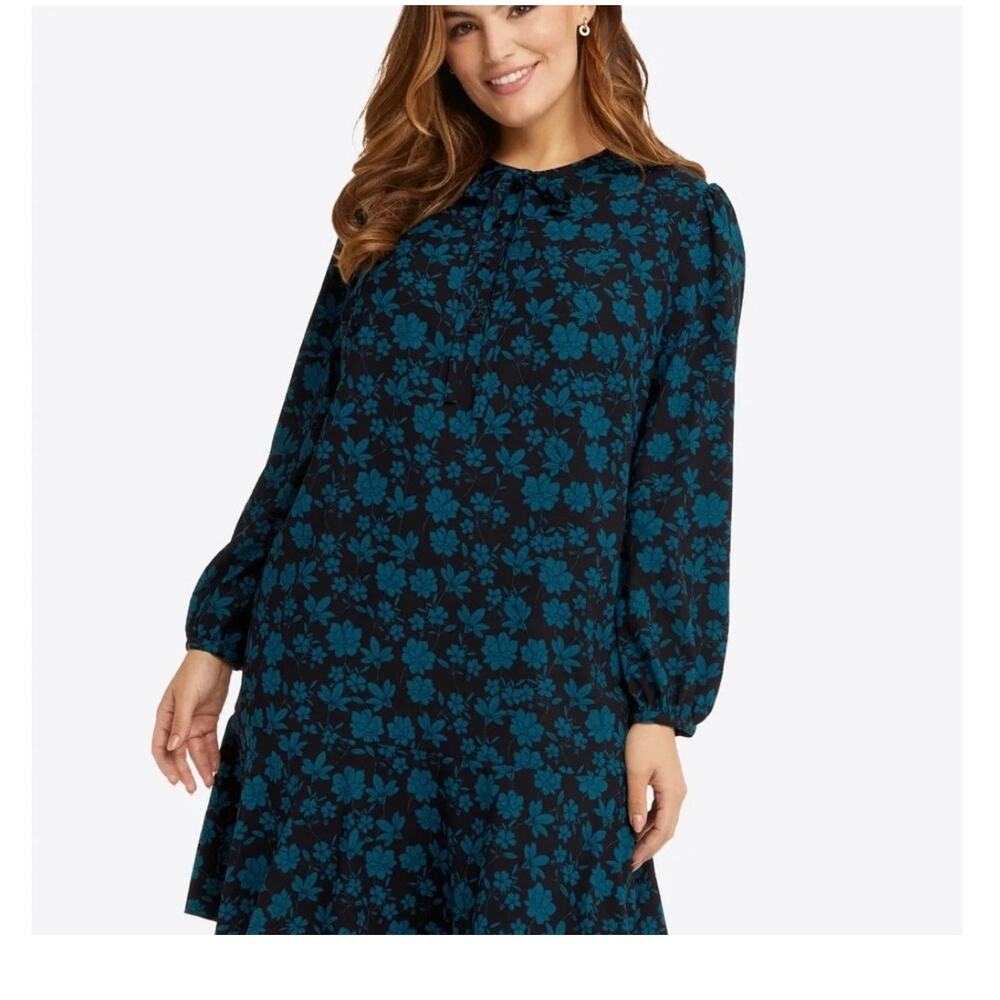 Draper James Teal Floral Midi Dress on Black